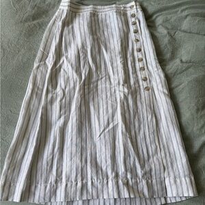 Madewell Linen Blend Striped Button-Down Women's Skirt